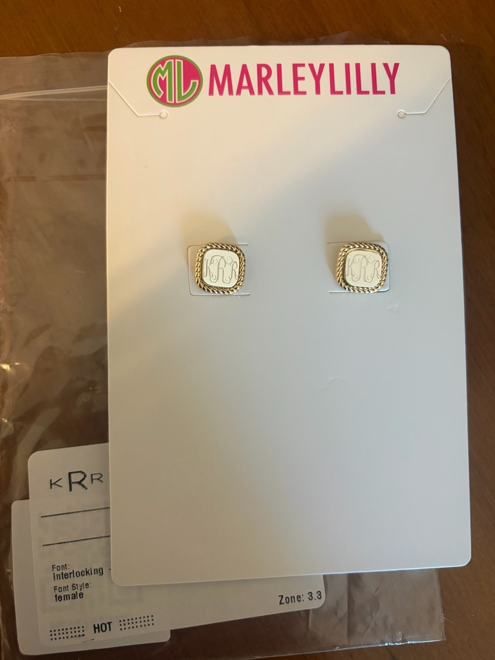 Gold Monogram Square Stud Earrings - Personalized Initials